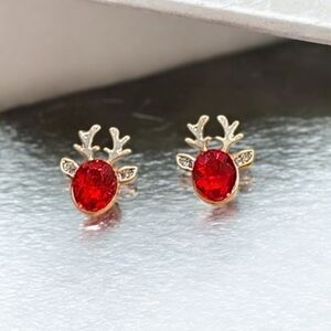 Rhinestone Reindeer Festive Holiday Stud Earrings